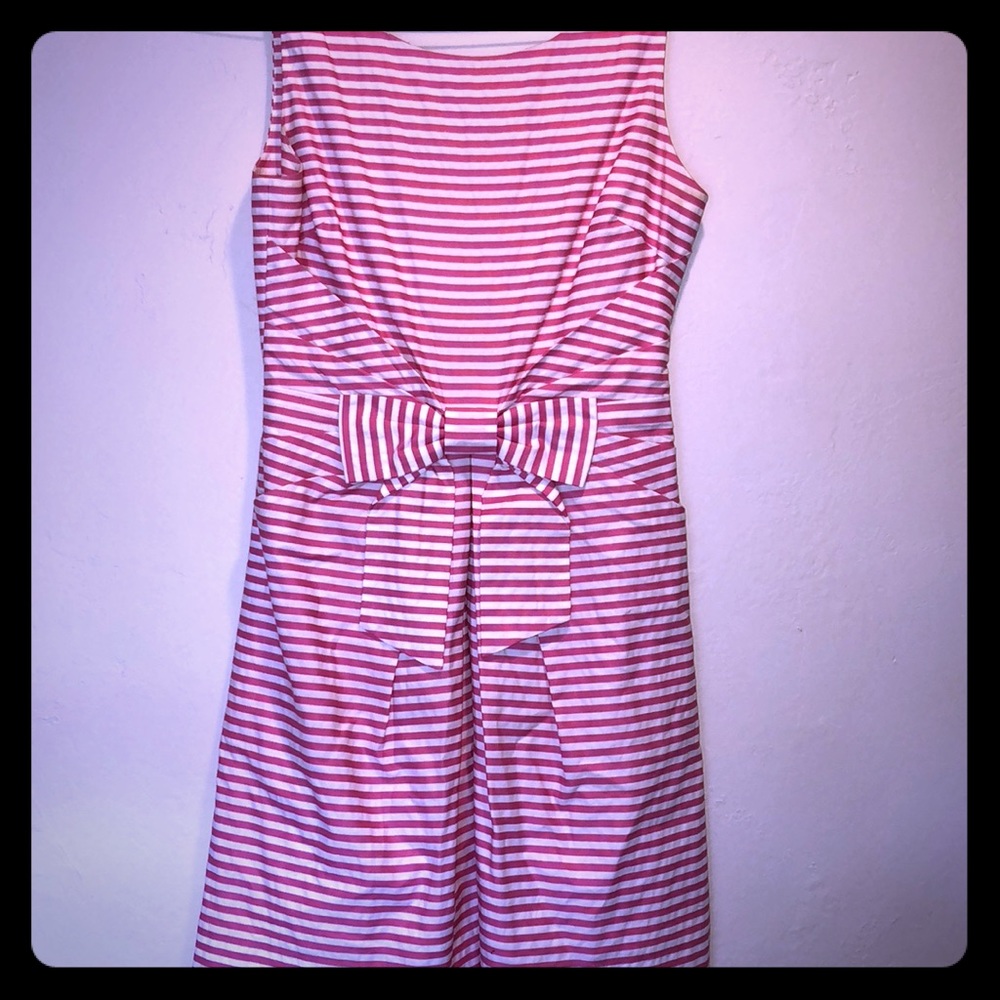 Kate Spade ♠️ pink white striped bow dress size 4